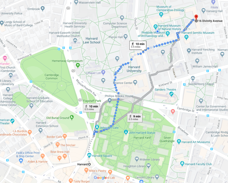 Walking Map to the Biological Labs Building